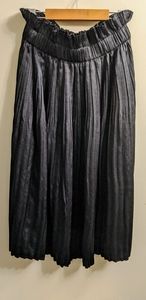 SOLD -Black paper-bag  waist pleated midi skirt.
